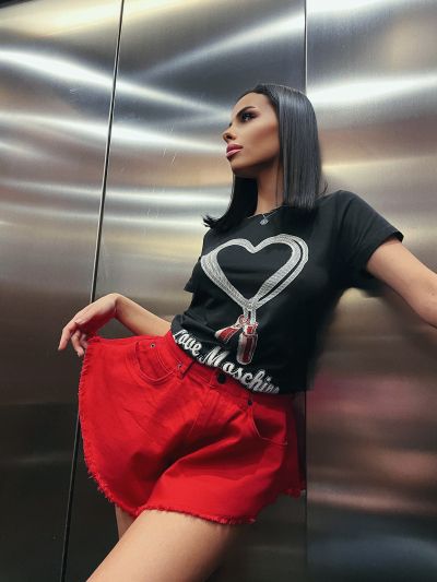 Тениска Heart black